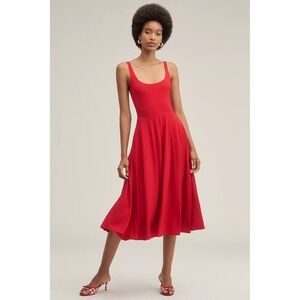 Reformation Rou Tomato Red Midi Tank Dress Graduation Tencel Knit Pocket Capsule